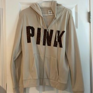 Victoria’s Secret Pink zip up hoodie leopard print size large